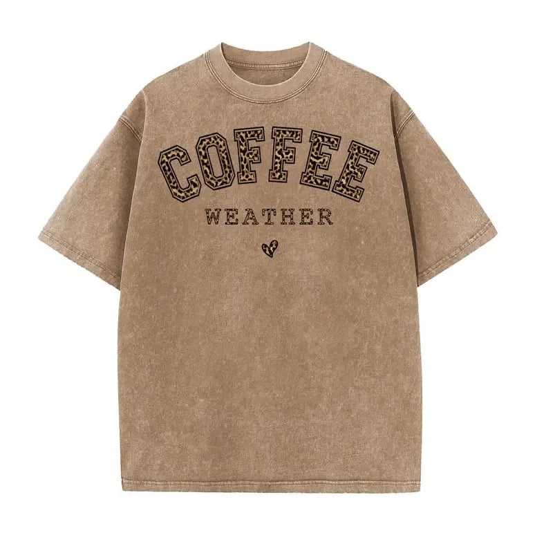 Acid Wash Coffee Graphic T-Shirt