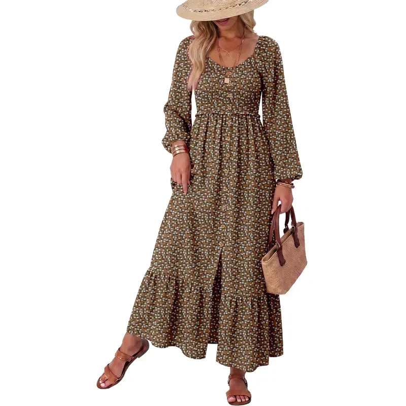 Floral Smocked Beach Maxi Dress