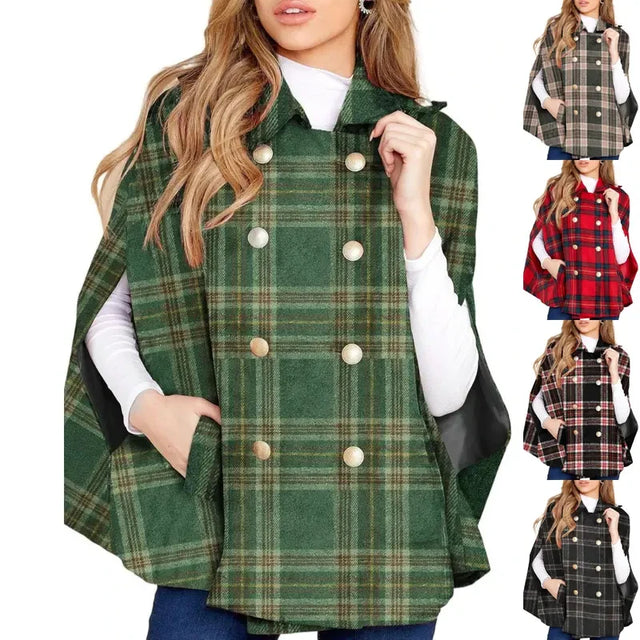 Womens Plaid Cape Jacket
