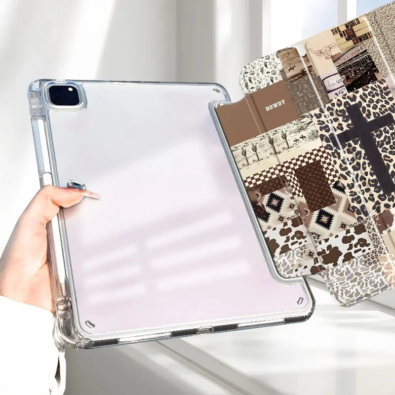Western Leopard Patchwork Tablet Folio Case