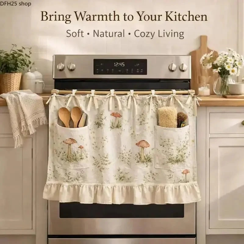 Farmhouse Ruffled Linen Oven Cover