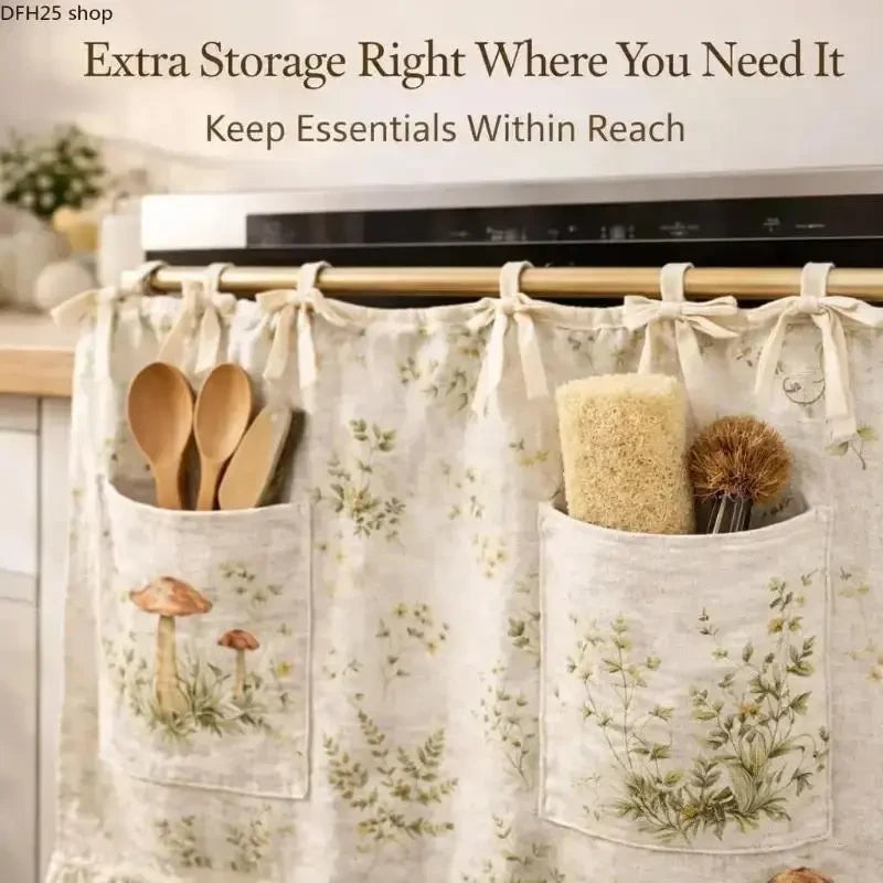 Farmhouse Ruffled Linen Oven Cover