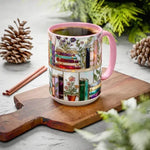 Stained Glass Floral Bookshelf Mug