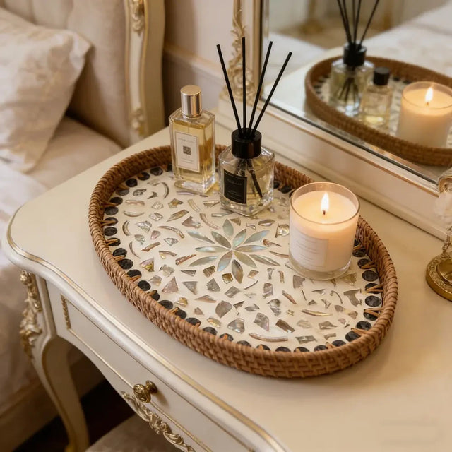 Elliptical Rattan Storage Tray