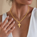 Chunky Gold Cross Necklace