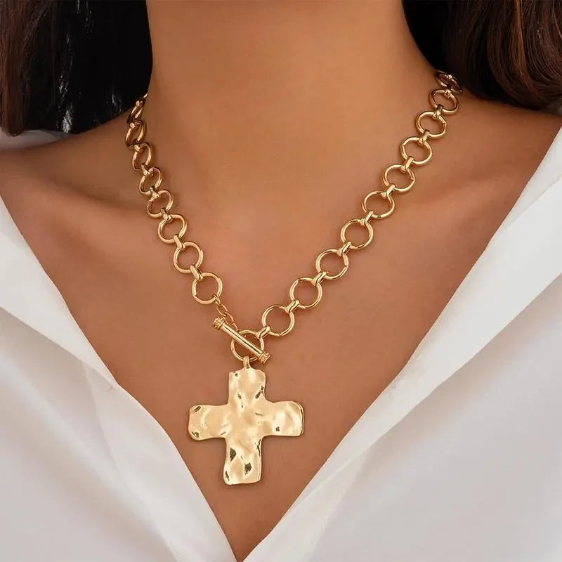 Chunky Gold Cross Necklace