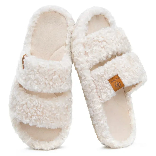 EverFoams Fuzzy Open-Toe Slippers