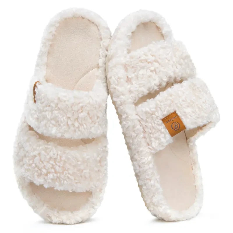 EverFoams Fuzzy Open-Toe Slippers
