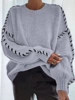 Contrast Binding Drop Shoulder Sweater