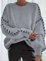 Contrast Binding Drop Shoulder Sweater