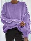 Contrast Binding Drop Shoulder Sweater
