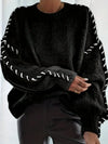 Contrast Binding Drop Shoulder Sweater