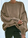 Contrast Binding Drop Shoulder Sweater