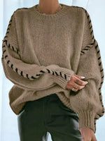 Contrast Binding Drop Shoulder Sweater