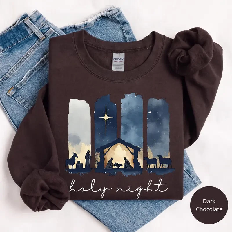 Nativity Scene Christian Christmas Sweatshirt