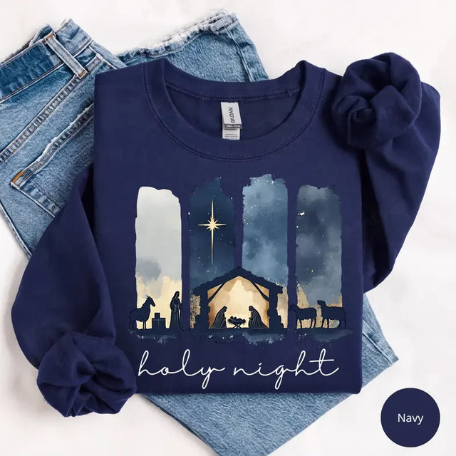 Nativity Scene Christian Christmas Sweatshirt