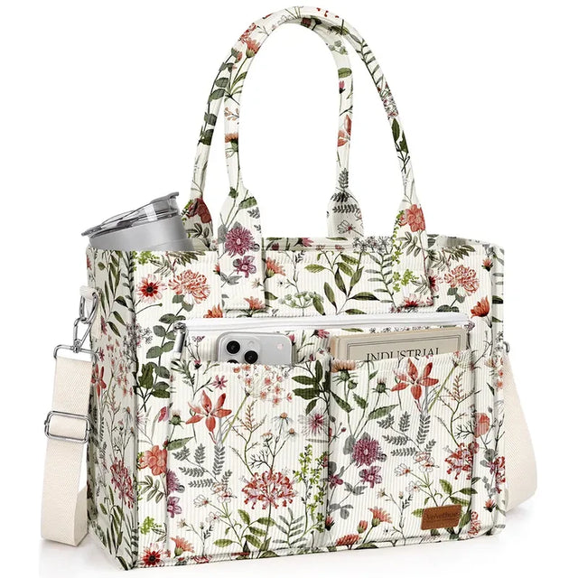 Structured Corduroy Tote Bag