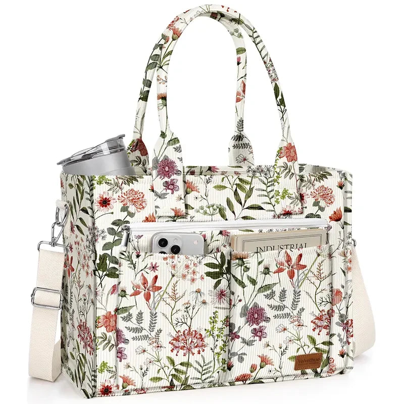 Structured Corduroy Tote Bag
