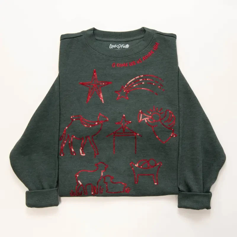 Festive Embroidered Christmas Fleece Sweatshirt