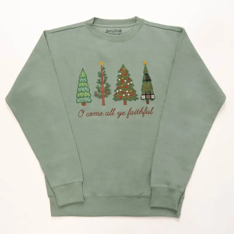 Festive Embroidered Christmas Fleece Sweatshirt