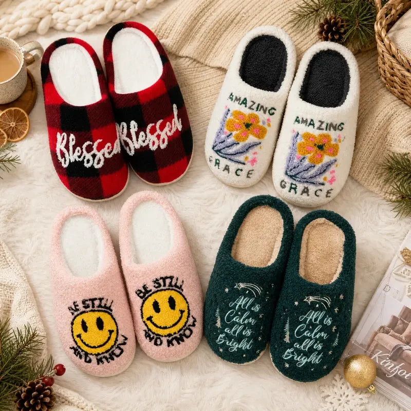 Christian Faith Quote Indoor Slippers