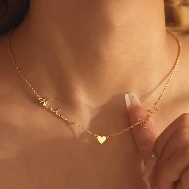 Personalized Couple Names Heart Necklace