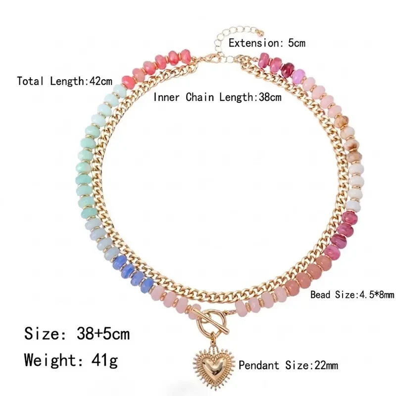 Layered Beaded Heart Choker