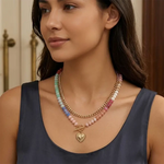 Layered Beaded Heart Choker