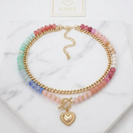 Layered Beaded Heart Choker