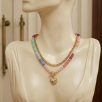Layered Beaded Heart Choker