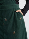 Corduroy Embroidered Knee Dress