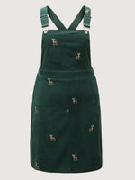Corduroy Embroidered Knee Dress