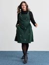 Corduroy Embroidered Knee Dress