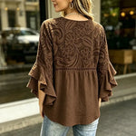 Vintage Floral Ruffle Sleeve Blouse