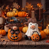 Wooden Fall Pumpkin Cow Figurine