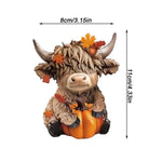 Wooden Fall Pumpkin Cow Figurine