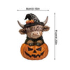 Wooden Fall Pumpkin Cow Figurine