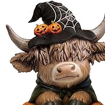 Wooden Fall Pumpkin Cow Figurine