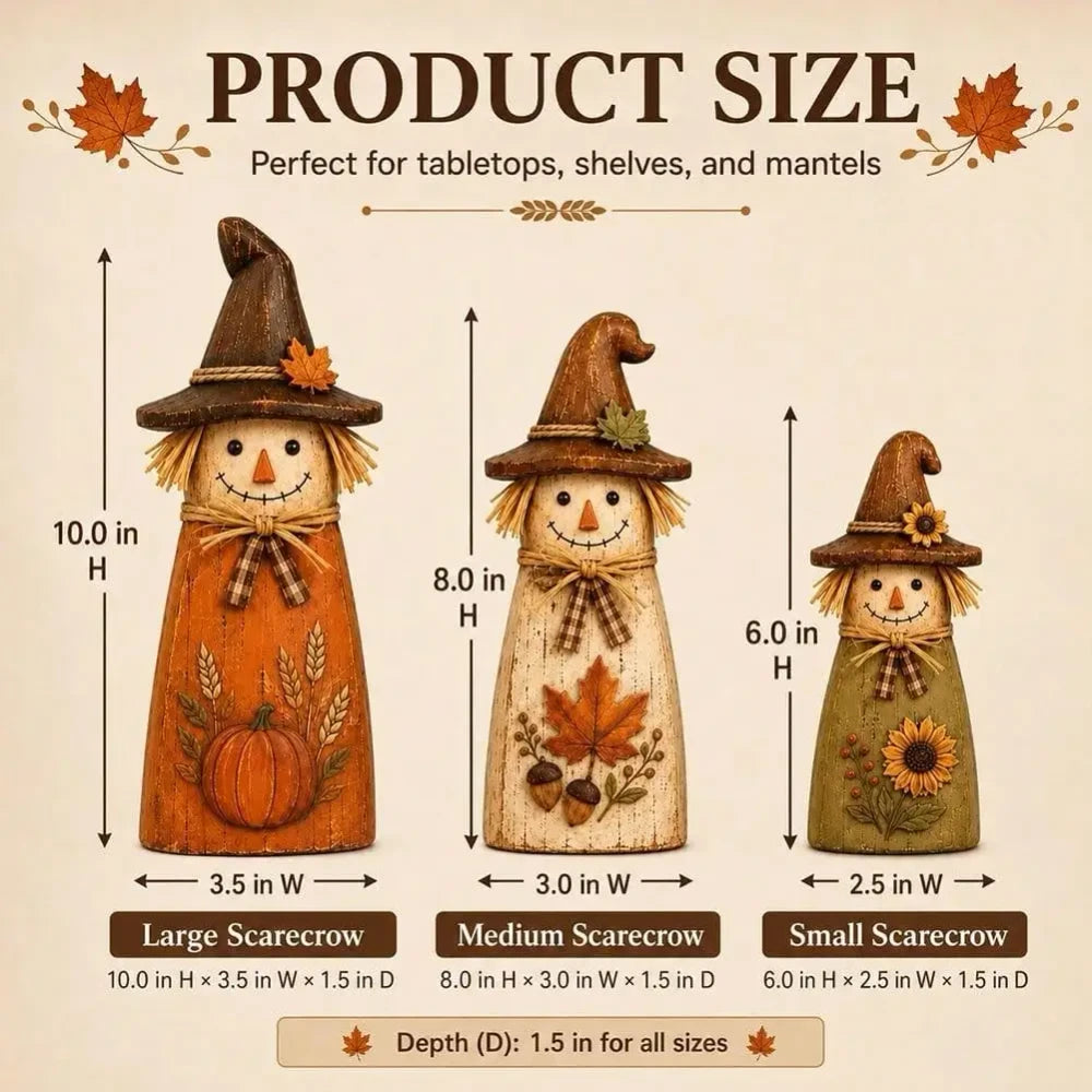 Vintage Wooden Scarecrow Decor Set