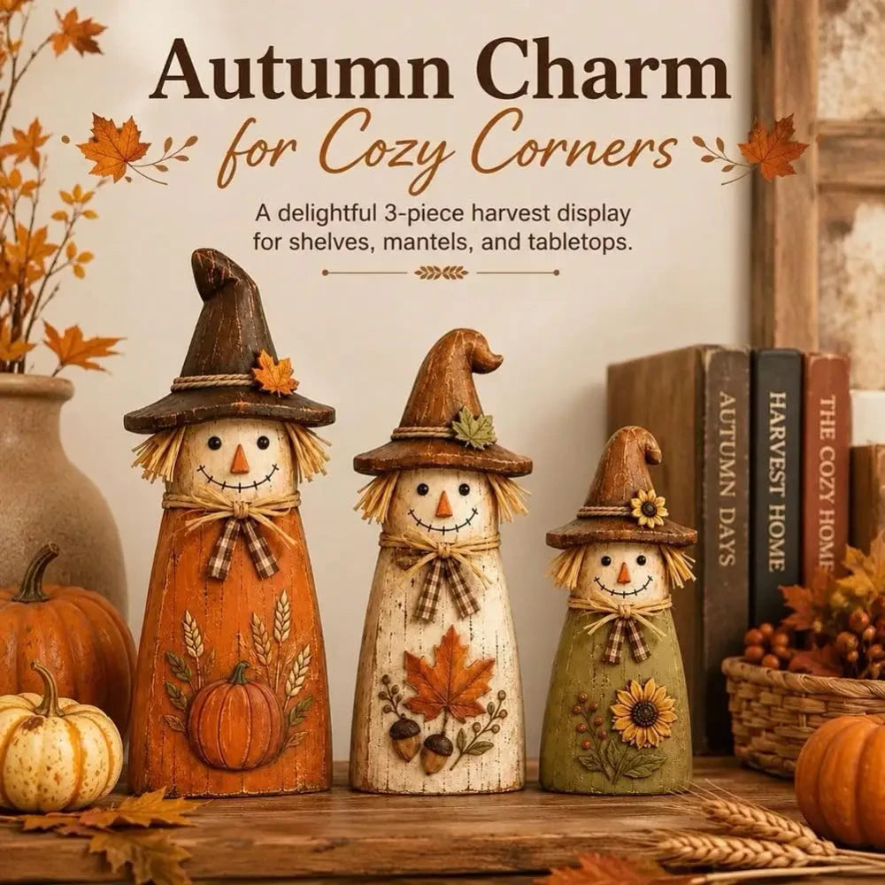 Vintage Wooden Scarecrow Decor Set