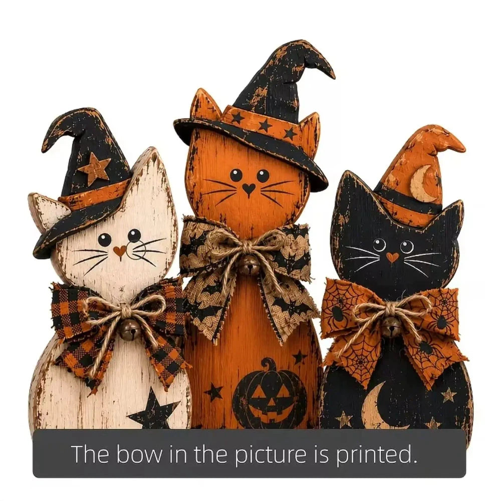 Retro Wooden Halloween Decor Set