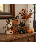 Retro Wooden Halloween Decor Set
