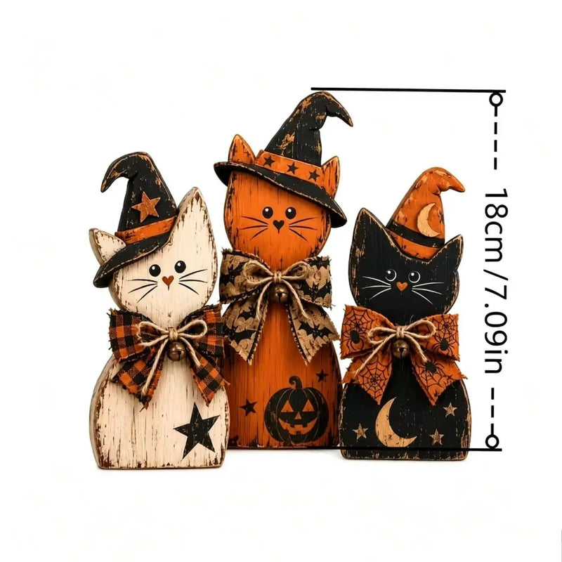 Retro Wooden Halloween Decor Set