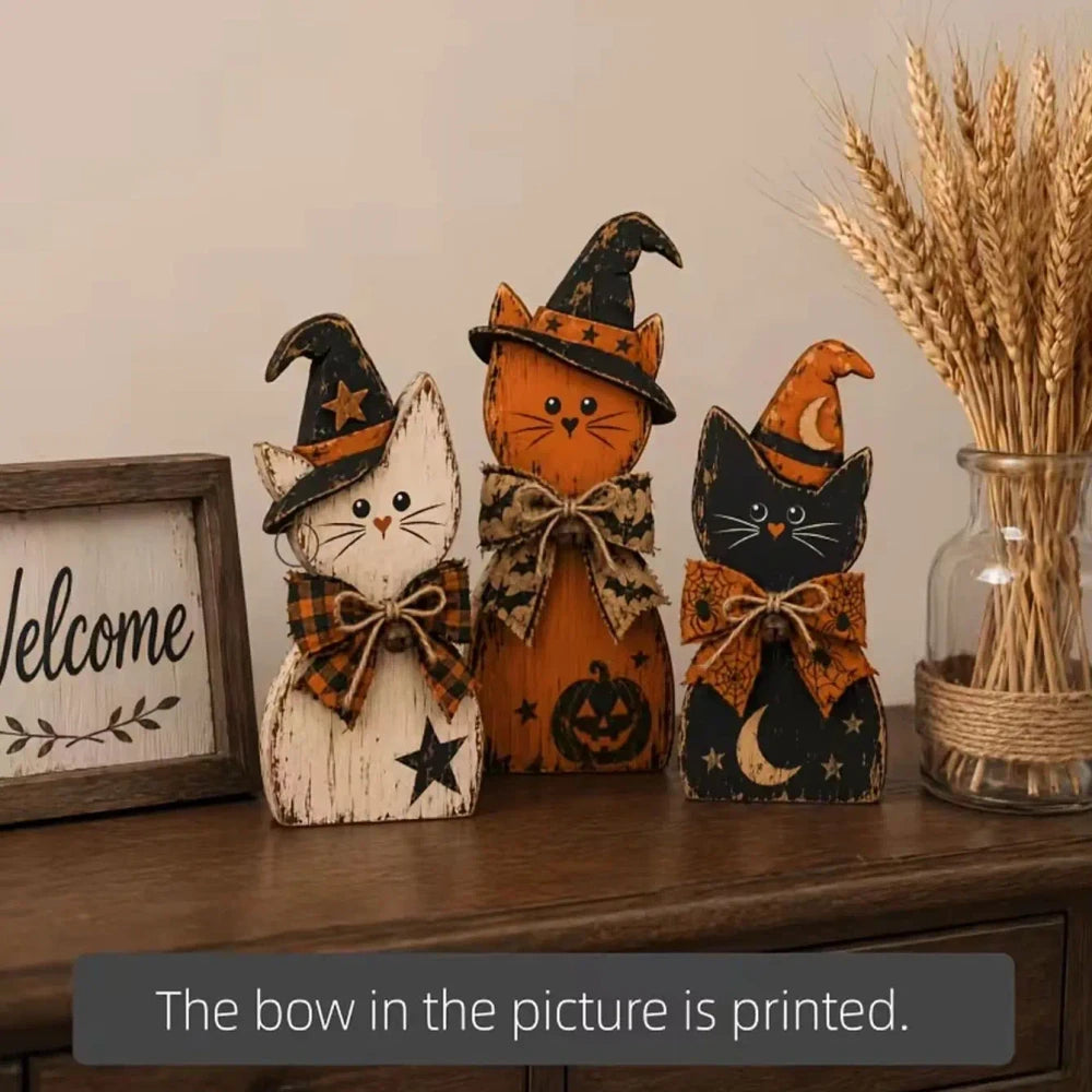 Retro Wooden Halloween Decor Set