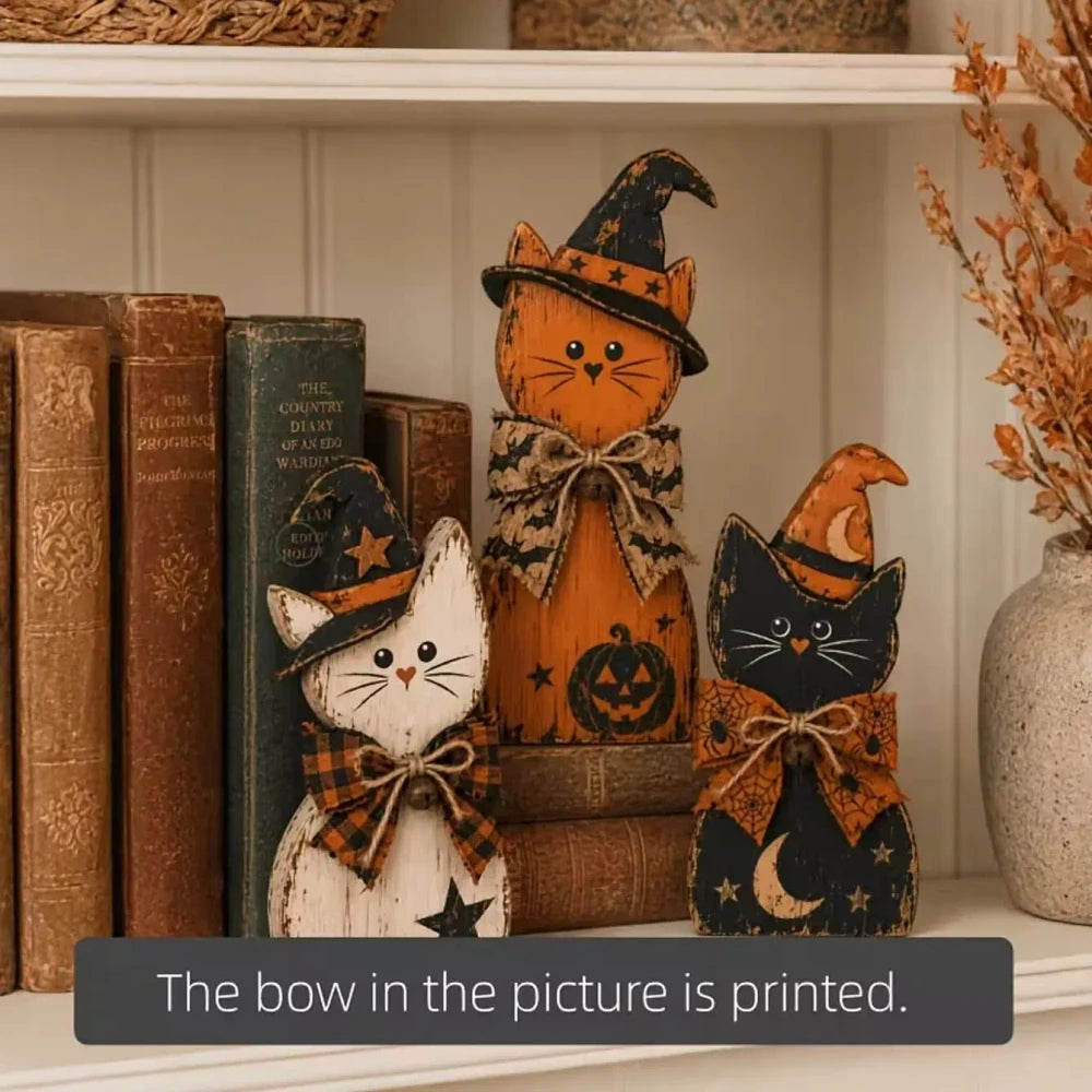 Retro Wooden Halloween Decor Set