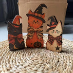 Retro Wooden Halloween Decor Set