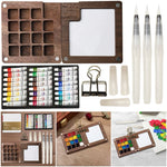 Portable Wooden Pocket Watercolor Set