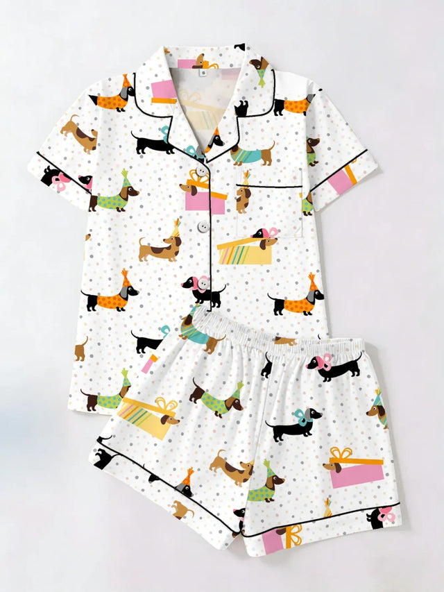 Sausage Dog Print Pajama Set