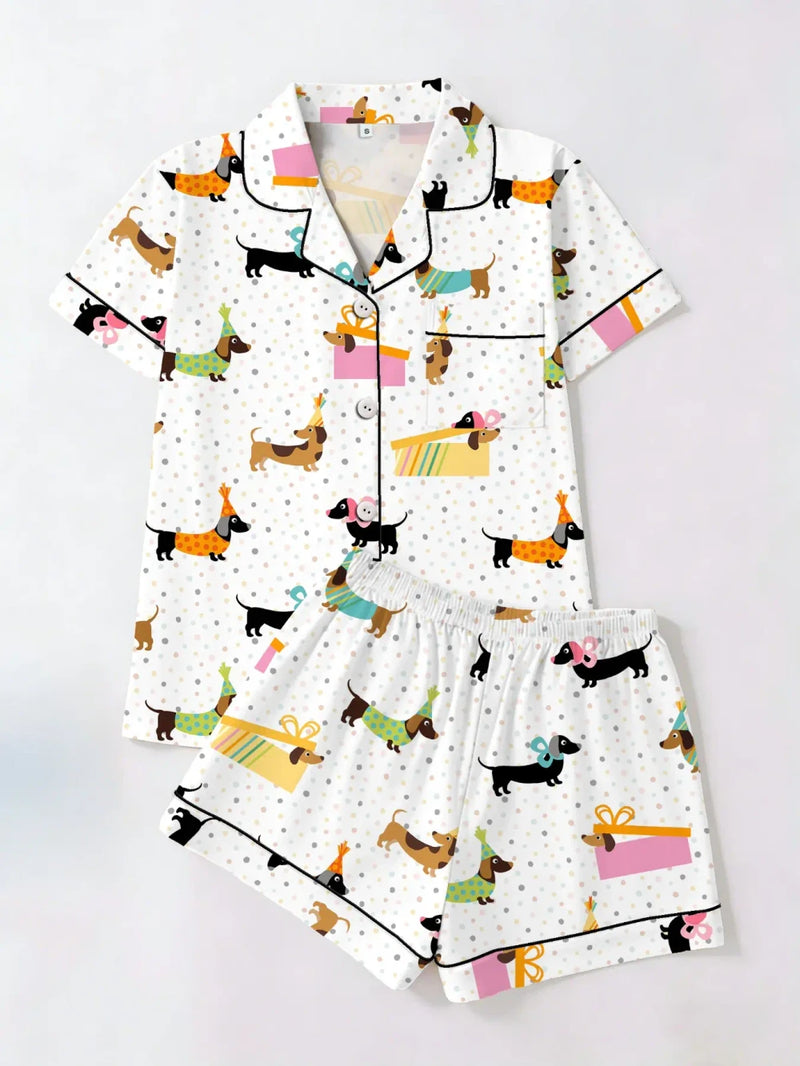 Sausage Dog Print Pajama Set