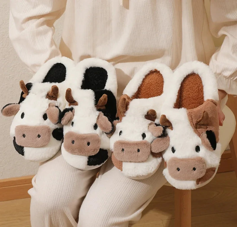 Plush Cow Indoor Slippers